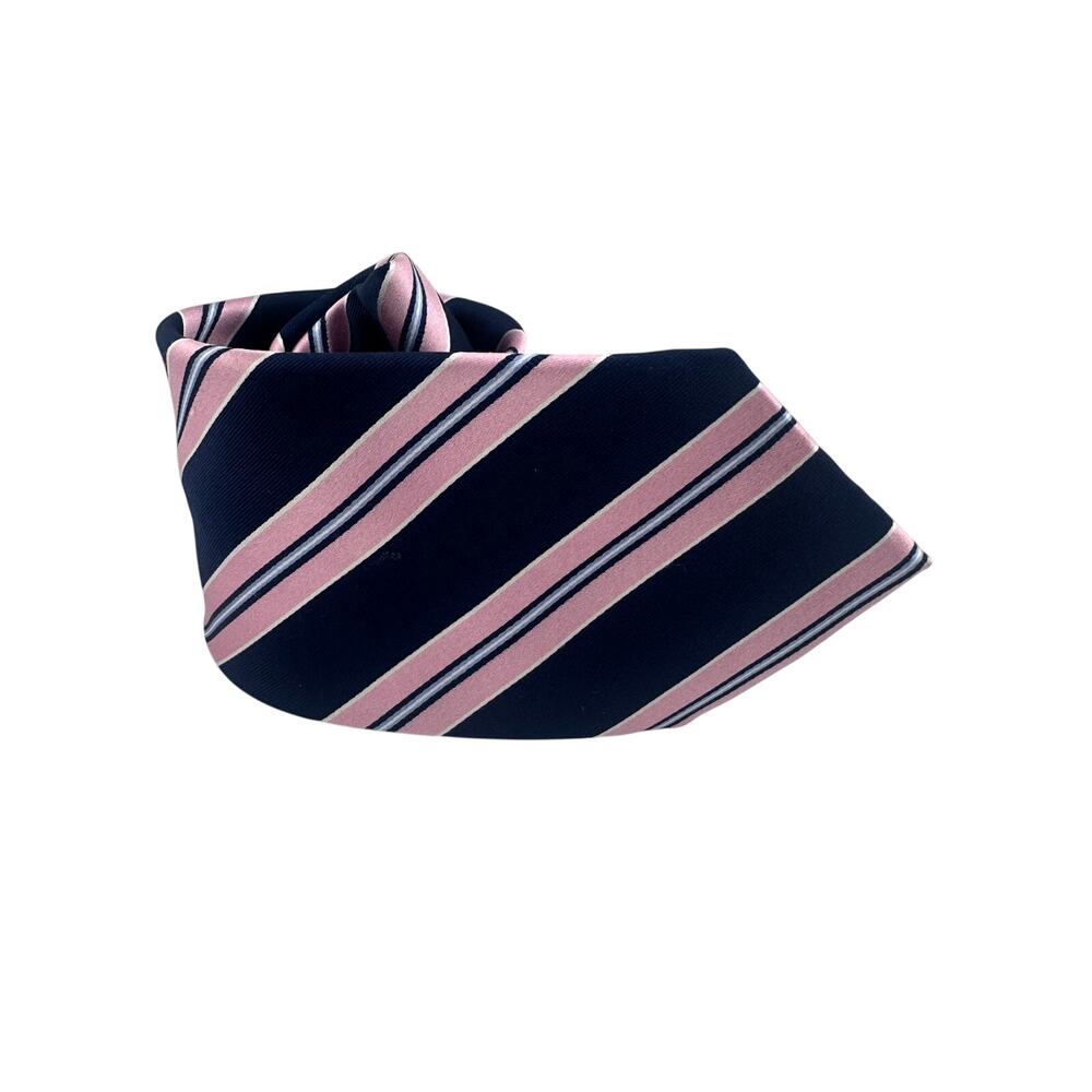 Nautica Pink Navy Blue Striped Men's Tie Classic Silk Blend Necktie 3.5"